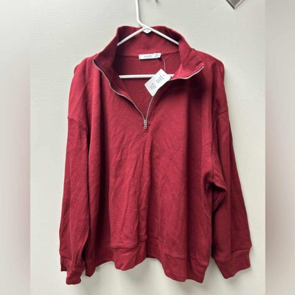 Ricki’s Women’s Waffle Knit Quarter Zip Pullover